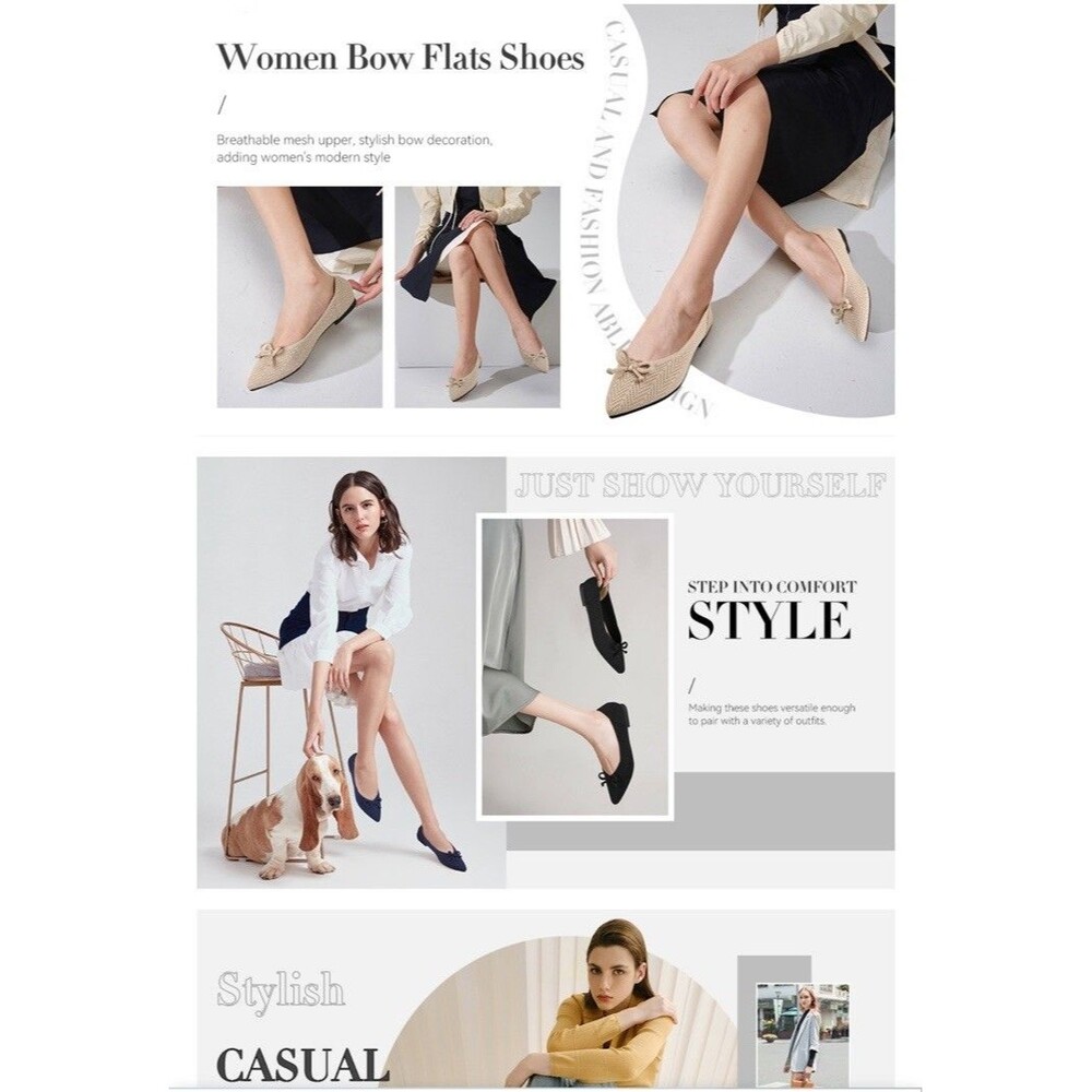 Women's Flats Shoes Pointed Toe Knit Ballet Comfort Breathable Slip On Size 9 - Picture 16 of 16